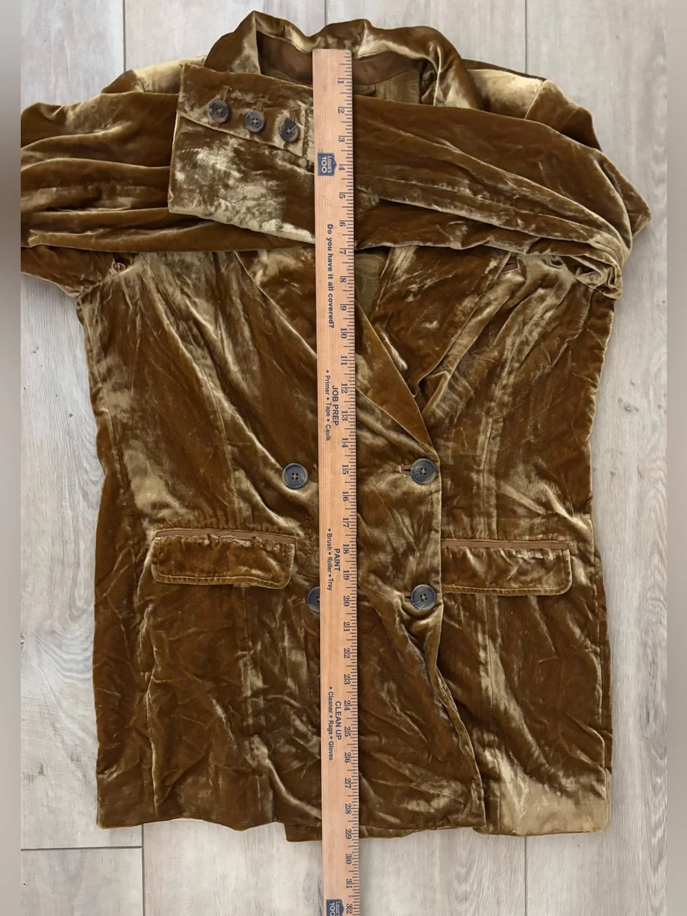 Free People Sharpie Double Breasted Velvet Blazer Gold Size S
